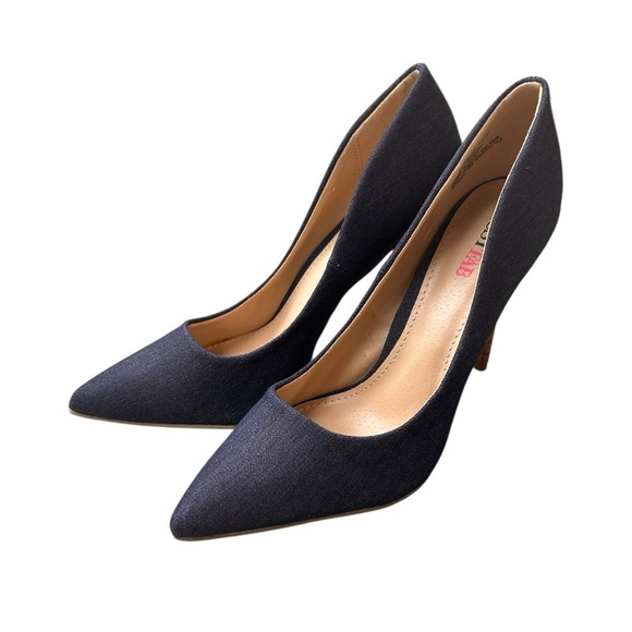 Just Fab navy denim pumps sz 6.5 nwob - Picture 1 of 4